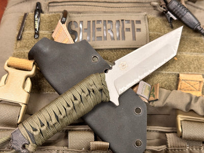 Fifty Six - Tactical Fixed Blade Knife with OD Green Paracord Handle and Kydex Sheath