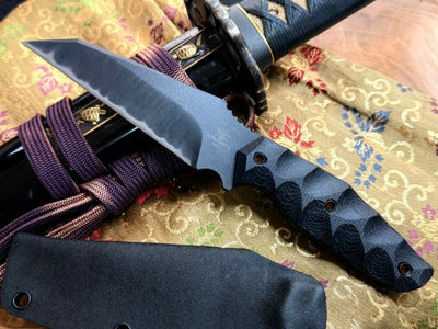 Bushin (武神) Mononofu BL Custom Tactical Knife — semi-forged SK-5 — main view
